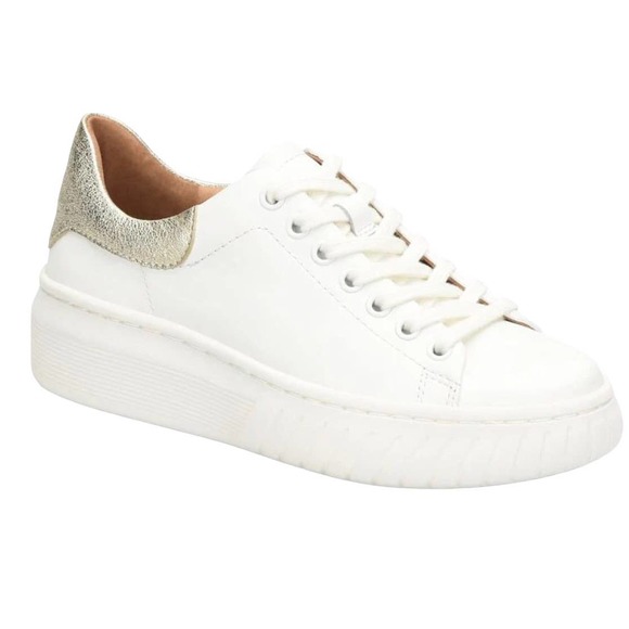 Softt Shoes - Sofft Parkyn Leather Casual White Sneaker/Gold heel EUC Women's Size 7.5